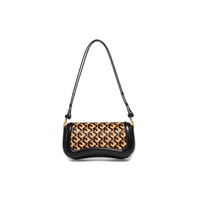 Sac à bandoulière rétro européen et américain SOLING en cuir véritable premium et crin de cheval, motif léopard