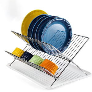 Organizador de Cubiertos de Cocina DS1499, Escurridor de Platos Plegable de Acero Inoxidable, Escurridor de Platos Plegable de 2 Niveles - Product Image 3