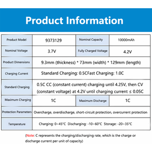 Wiederauf ladbare 9373129 3,7 V 10000mAh LiPo-Batterie Power Bank-Tasche Lithium-Ionen-Batterien 126090 1260110 126280 - Product Image 4