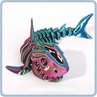 Figura de Tiburón Blanco Impresa en 3D con Divertido Diseño de Esqueleto Móvil, Ideal para Decoración de Escritorio