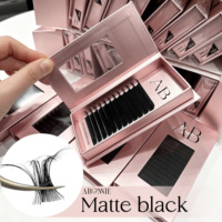 Extensions de cils Abonnie, fournitures pour extensions de cils, extensions de cils en volume coréen PBT 007, extensions de cils noires mates avec dos en feuille