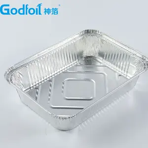 4 LB dikdörtgen Take-out folyo Pan Ovenable alüminyum folyo tava kapaklı konteyner ve alüminyum folyo gıda 8011 3003 dikdörtgen kabul