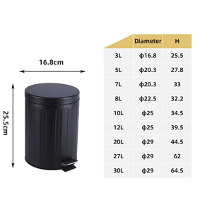 <strong>Black</strong> Metal Round Foot Pedal Trash Can Design <strong>Small</strong> Dustbin for Room Household Waste Collection <strong>Bins</strong> With Removable Wastebasket - Product Image 6