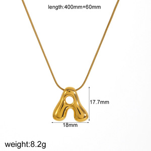 Collar de Acero Inoxidable con Letra, Colgante Chapado en Oro de 18K, Joyería de Moda con Alfabeto, Accesorio de Regalo - Product Image 3