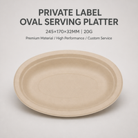 Plateau de service ovale Tianhe CM01 en bagasse de canne à sucre, robuste, étanche, écologique, assiette alimentaire jetable pour événements de restauration