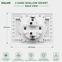 Prise murale Kolani norme européenne 2 Schuko, blanche, en PC ignifuge, avec obturateur de sécurité intégré, double trou, pour usage domestique