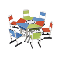 Ensemble de bureau et chaise scolaire modulaire trapézoïdal coloré, bureau collaboratif pour étudiants pour salle de classe et salle de formation