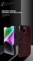 Pour iPhone 15 Pro max étui en cuir véritable étui de téléphone en cuir de vache pour couverture iPhone