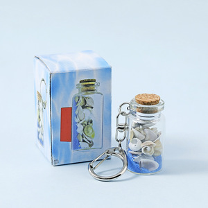 Llavero con botella de vidrio de arena marina, con conchas marinas y estrellas de mar, 4.5x2.2cm, botella de los deseos, regalo personal - Product Image 4