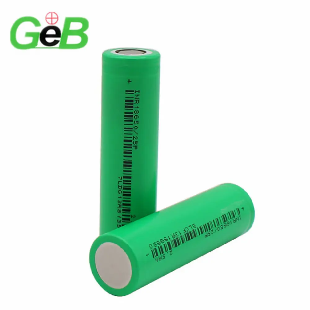 GEB vendita calda 18650 3.7V 2500mAh 20A 10C cilindrico 25P batteria ricaricabile ad alta scarica per utensili elettrici modelli RC 18650