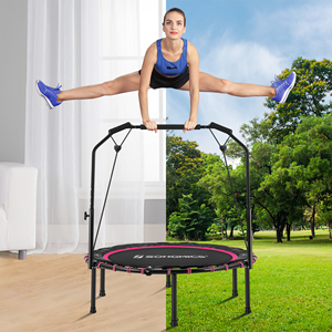 SONGMICS 40\" Adjustable Indoor/Outdoor Fitness Rebounder Mini <strong>Trampoline</strong> Foam Handle <strong>for</strong> Adults Workout Equipment <strong>for</strong> Men Women - Product Image 2