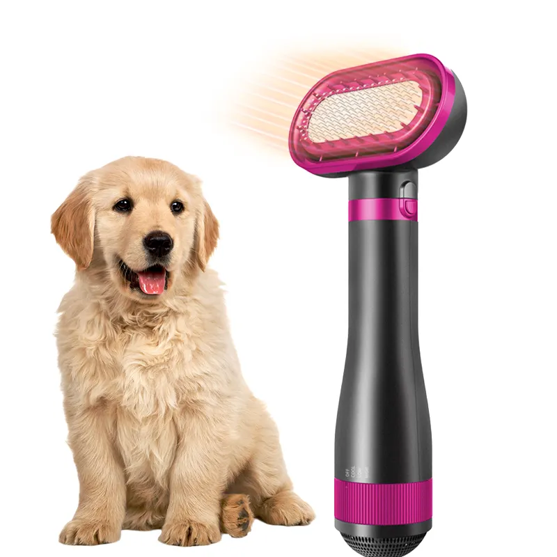 NEU 2 IN 1 Haustierpflegebürste mit Haarblasen geräuscharmer Haartrockner tragbar 3 Einstellungen Hundetrainer