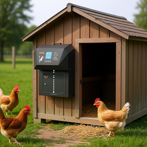 Porte automatique pour poulailler Vevor en alliage d'aluminium, alimentée par batterie 12V DC, avec écran LCD, capteur de lumière, minuterie et réglage manuel - Product Image 3