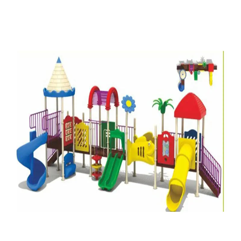 어린이를위한 슬라이드가있는 새로 설계된 목조 주택 상업용 놀이터 장비