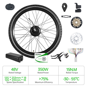ชุดแปลงจักรยานไฟฟ้า 48V 350W ขนาด 27.5 นิ้ว พร้อมมอเตอร์ดีซีแบบไร้แปรงถ่านสำหรับล้อหลัง ชุดควบคุมฟลายวีล ยางในและยางนอก - Product Image 1