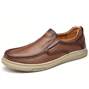 Nouveaux Styles de <span class=keywords><strong>Chaussures</strong></span> <span class=keywords><strong>Homme</strong></span> en <span class=keywords><strong>Cuir</strong></span> Véritable Haute Qualité, Mocassins <span class=keywords><strong>Sans</strong></span> <span class=keywords><strong>Lacets</strong></span>, Bottines Pas Chères, Vente en Gros OEM Usine 2025 - Product Image 1