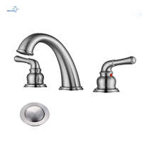 Robinet de salle de bain en laiton brossé à 3 trous - Mitigeur de lavabo à 2 poignées avec cartouche en céramique