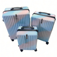 Ensemble de bagages à logo personnalisé dégradé, 3 pièces, valises à roulettes en ABS PC, 20 24 28, rayées, vente directe usine OEM
