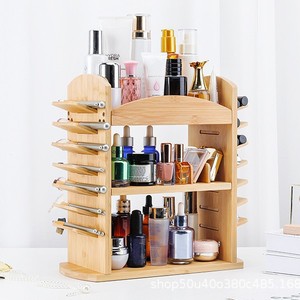 Wooden Cosmetic <b>Storage</b> Rack 3 Tier Desktop Organizer For Makeup Brushes Skincare Products Eco Friendly Bamboo Material - Product Image 3