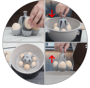 Support de cuisson des œufs en silicone, capacité 4/6 œufs, pour œufs pochés ou durs, idéal pour le petit-déjeuner <span class=keywords><strong>à</strong></span> la maison - Product Image 6