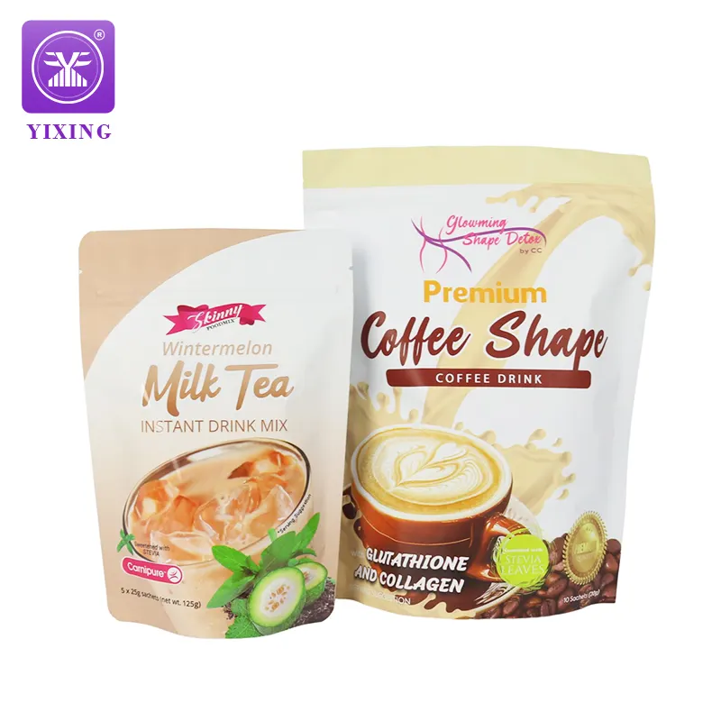 Yixing Custom Plastic Mylar Zakken Melk Thee Poeder Proteïne Shaker Supplement Instant Drink Mix Verpakking Zakjes Stand-Up Zakje