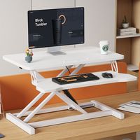 Support de bureau en bois réglable en hauteur pour ordinateur, modèle pneumatique pliable pour utilisation debout, idéal pour ordinateurs portables et surface de travail de bureau