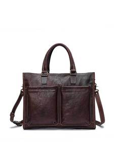 Sac à bandoulière pour ordinateur portable en cuir véritable de luxe multifonctionnel grande capacité, sac à main d'affaires pour hommes, sac de voyage - Product Image 6