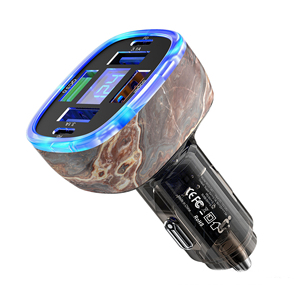 อะแดปเตอร์ที่ชาร์จในรถยนต์แบบ USB 4พอร์ต, USB 2 PD ชาร์จเร็วสุดพร้อมจอแสดงผลแรงดันไฟฟ้าสำหรับ iPhone Samsung <span class=keywords><strong>VIVO</strong></span> OPPO OnePlus - Product Image 5
