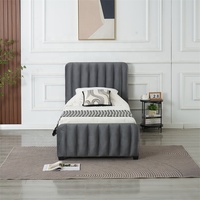 Cadre de lit plateforme capitonné de luxe de style mi-siècle, de haute qualité, moderne, avec tête de lit capitonnée et pied de lit haut