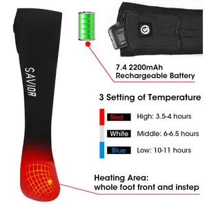 Savior-calentador de pies eléctrico con batería recargable, para invierno, a prueba de viento, para deportes al aire libre, botas térmicas calentadas, calcetines gruesos de esquí