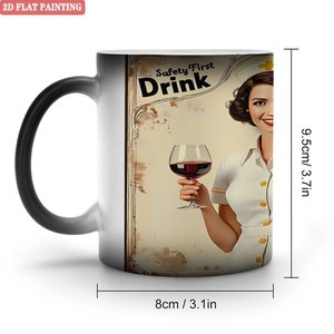 Mug vierge 11oz en céramique noire givrée, sensible à la chaleur, avec motif infirmière et peinture 2D à plat - Product Image 1