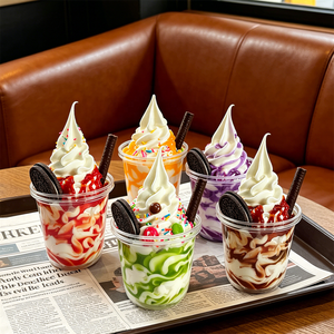 Realistic Plastic 360ml Sundae Ice <b>Cream</b> Model Religious Flower Plant Pattern Decorative Dessert Prop Restaurant <b>Window</b> Food - Product Image 6