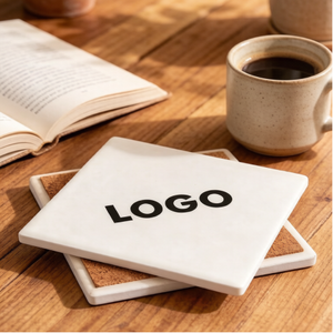 Sous-verres en céramique avec base en liège, logo personnalisé, sublimation, absorbants pour le thé/le café - Product Image 1