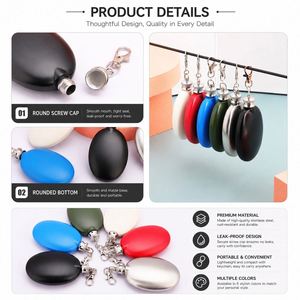 ขวดเหล้าพกพาสแตนเลสขนาด 90 มล. พร้อมพวงกุญแจ  แบบมีโลโก้สั่งทำได้ - Product Image 4