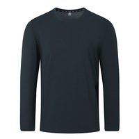 Camiseta Deportiva de Manga Larga para Hombre, Cuello Redondo, Secado Rápido, Elástica en Cuatro Direcciones, para Actividades al Aire Libre, Ropa Deportiva para Correr, Capa Intermedia