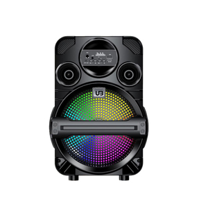 Enceinte de fête extérieure avec lumière RVB 10W, basses puissantes actives de 8 pouces, avec microphone intégré, télécommande, karaoké - Product Image 1