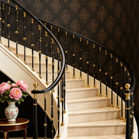 Balustres d'escalier en alliage d'aluminium LD-Metal au design moderne, noir et or laiton, pour la décoration intérieure des balcons et escaliers de villas