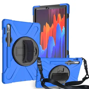 Extreme duty sturdy rotate handle belt grip case for Samsung tab S9 S8 S9 FE fall resistant shell case with belt