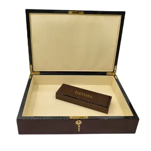 Wholesale Luxury MDF Wooden Boxes With Woodgrained Paper Finish Handmade Piano Lacquer Wine Box Perfume Gift Jewelry Set Packing