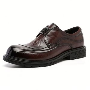 Nouvelle collection d'été : Chaussures habillées pour hommes à semelles épaisses et talons, en cuir véritable respirant, style décontracté - Product Image 2
