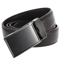 LY33-0132-5 Prix de gros Ceintures personnalisées pour hommes Ceinture à boucle automatique Ceinture en cuir véritable noire pour affaires