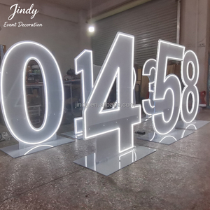 Enseigne au néon en acrylique de haute qualité, livraison rapide, 0-9, chiffres joyeux anniversaire pour la décoration de fête de <span class=keywords><strong>mariage</strong></span> - Product Image 2