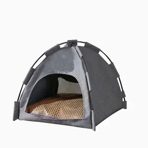 Tenda anak anjing kanvas yang dibongkar dan dicuci musim panas dilipat tempat tidur kucing nyaman portabel untuk hewan peliharaan kecil rumah anjing luar ruangan