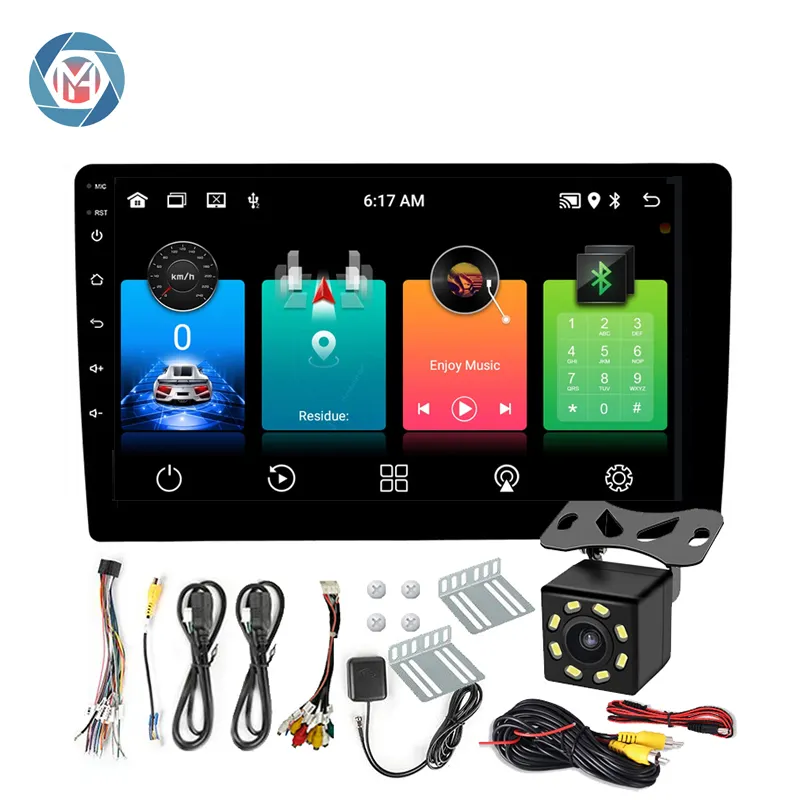 1 + 16Gb Android 9 Inch Auto Touch Screen Stereo Gps Navigatie Dash 2 Din Auto Monitor Met Reverse camera