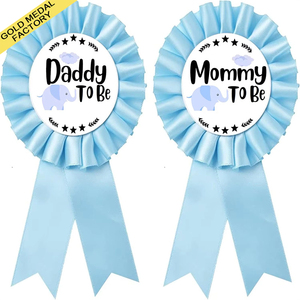 Enceinte maman/papa fer blanc Badge broche bébé douche bouton nouveau papa cadeau sexe révéler fête Rose bouton bébé célébration événement - Product Image 1