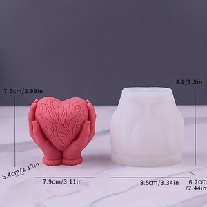 MUYULINS Handmade Valentine's Day Gift Handheld Heart-Shaped <b>Silicone</b> Candle Mold - Product Image 2