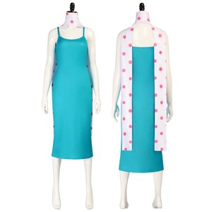 Adult Women Halloween Party Roleplay Suit <strong>Gru</strong> Wife Lucy Wilde Cosplay Blue Dress Scarf <strong>Costume</strong> DONG-012 - Product Image 4