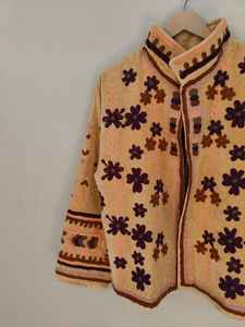 Handmade Reversible Breathable Eco-Friendly <b>Velvet</b> Bomber <b>Jacket</b> Suzani Embroidery Short Sleeve Colorful Floral Pattern Winter - Product Image 3