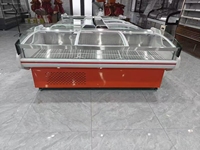 Comptoir de boucherie commercial avec porte ouverte, réfrigérateur de présentation pour poulet et poisson, refroidisseur, réfrigérateur à viande pour vitrine de charcuterie