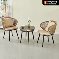 Ensemble de mobilier de jardin pour café, table et chaises combinées, chaise en rotin avec dossier pour terrasse, balcon, extérieur, restaurant